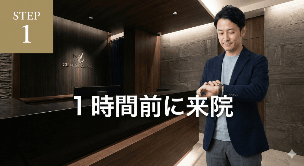 STEP１　1時間前に来院　アイキャッチ画像