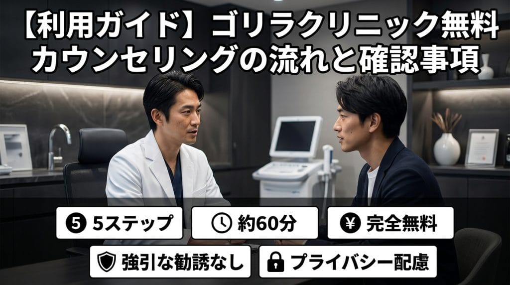【利用ガイド】ゴリラクリニック無料カウンセリングの流れと確認事項 アイキャッチ画像